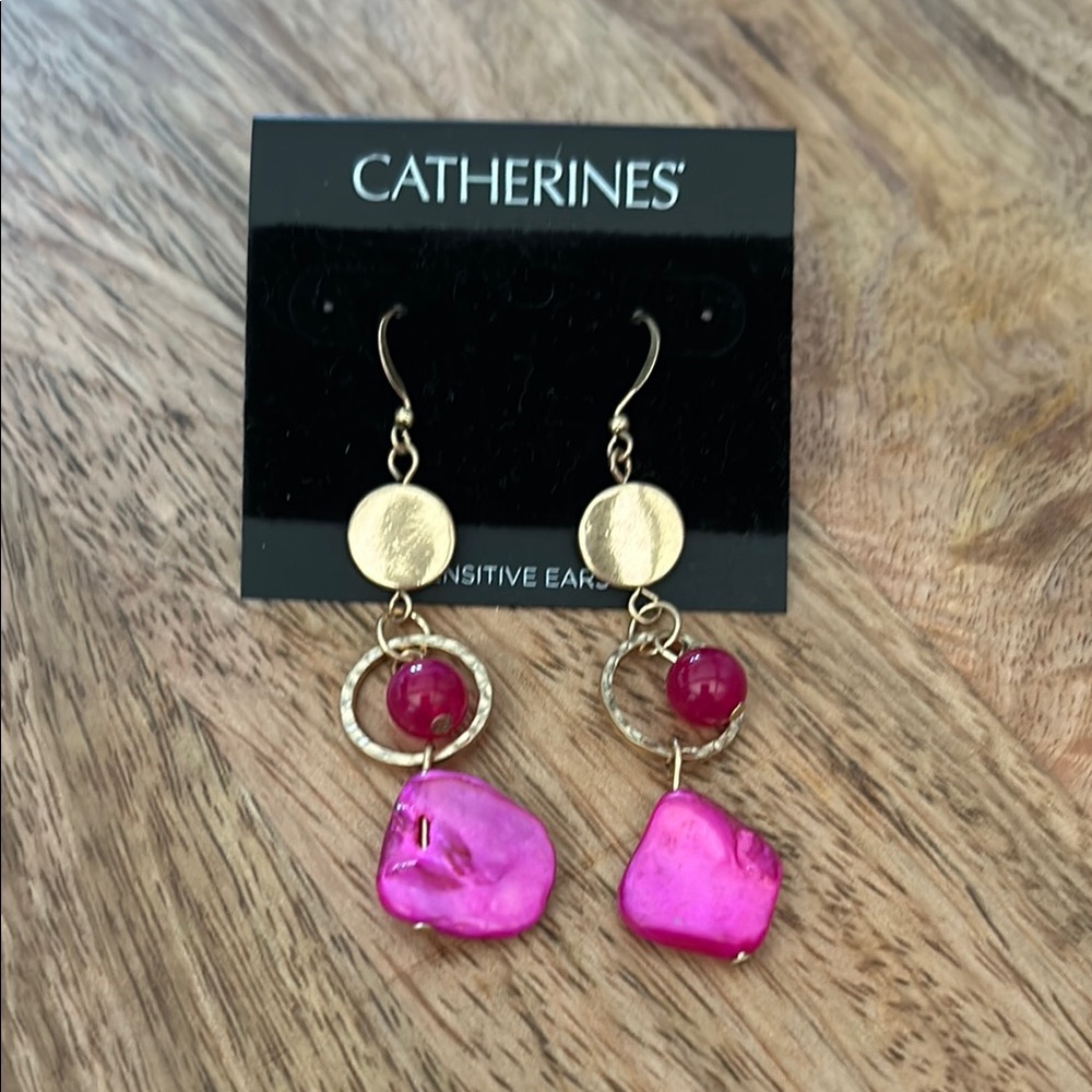 Catherines Pink and Gold Dangle Earrings